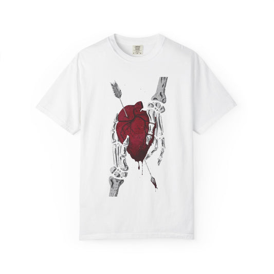 Heartfelt Skeleton Unisex T-Shirt | Edgy Graphic Tee for Halloween, Gifts, Streetwear, Festival Fashion, Casual Style